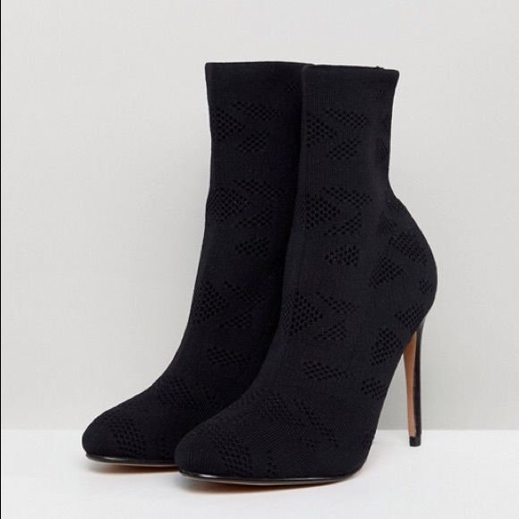 SOLD NEW ASOS Elyssa Black Knitted Sock Boots - Picture 2 of 8